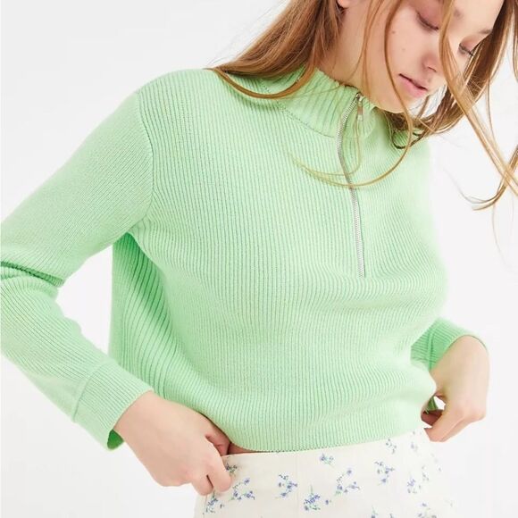 Urban Outfitters Hill Half-Zip Cropped Sweater XS - Picture 1 of 9